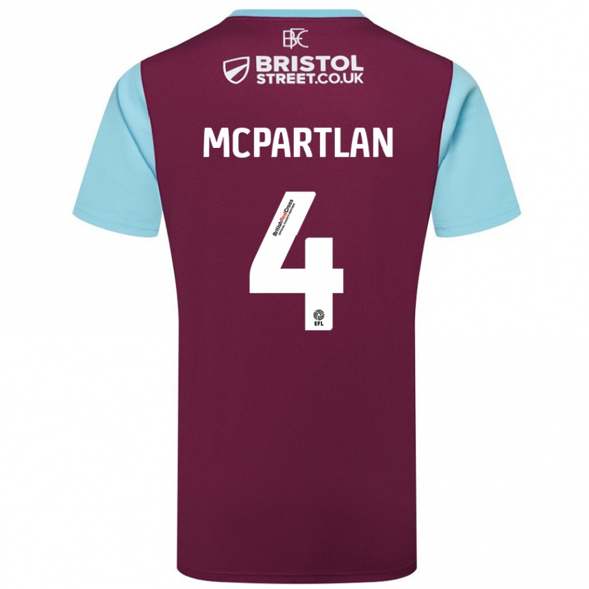 Kids Football Brenna Mcpartlan #4 Burgundy Sky Blue Home Jersey 2024/25 T-Shirt Canada