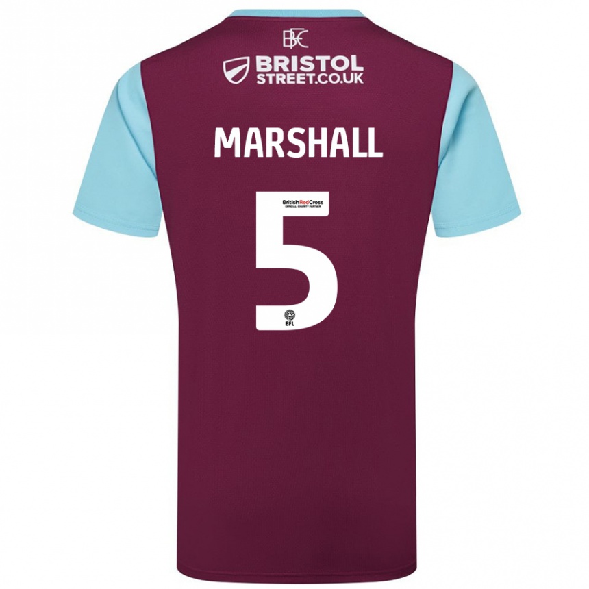 Kids Football Georgia Marshall #5 Burgundy Sky Blue Home Jersey 2024/25 T-Shirt Canada