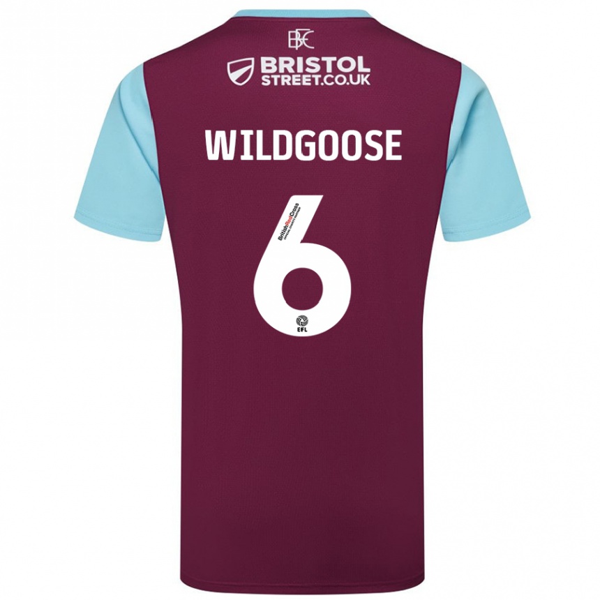 Kids Football Mikayla Wildgoose #6 Burgundy Sky Blue Home Jersey 2024/25 T-Shirt Canada