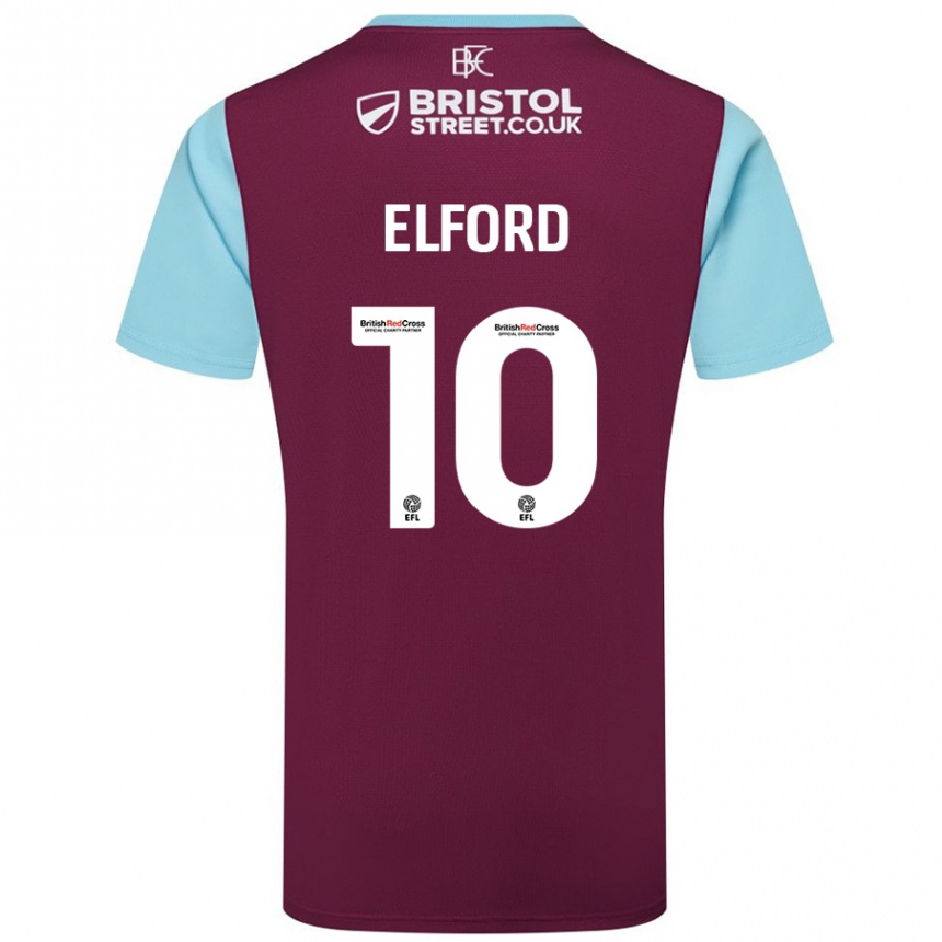 Kids Football Laura Elford #10 Burgundy Sky Blue Home Jersey 2024/25 T-Shirt Canada