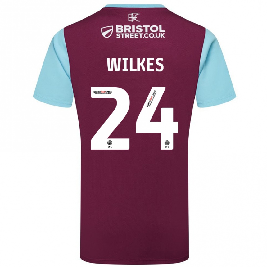 Kids Football Tilly Wilkes #24 Burgundy Sky Blue Home Jersey 2024/25 T-Shirt Canada