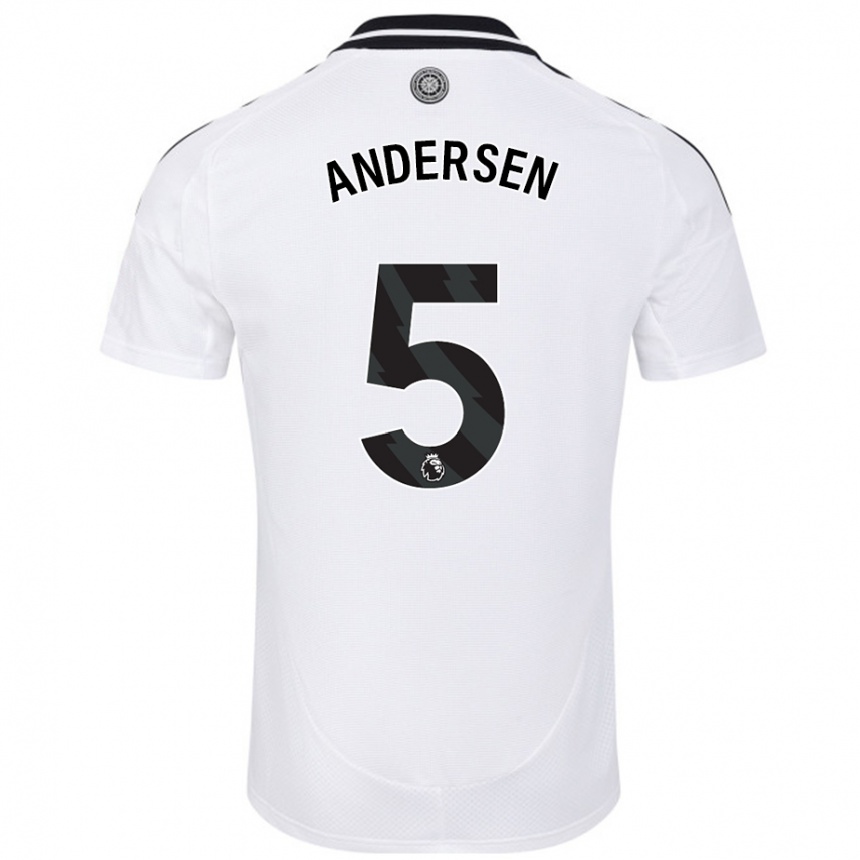 Kids Football Joachim Andersen #5 White Home Jersey 2024/25 T-Shirt Canada