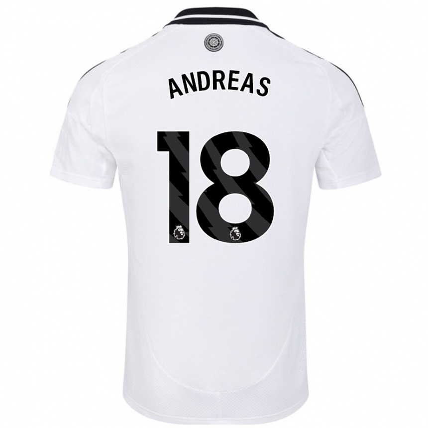 Kids Football Andreas Pereira #18 White Home Jersey 2024/25 T-Shirt Canada