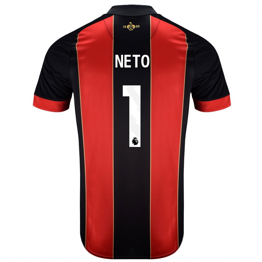 Kids Football Neto #1 Red Black Home Jersey 2024/25 T-Shirt Canada