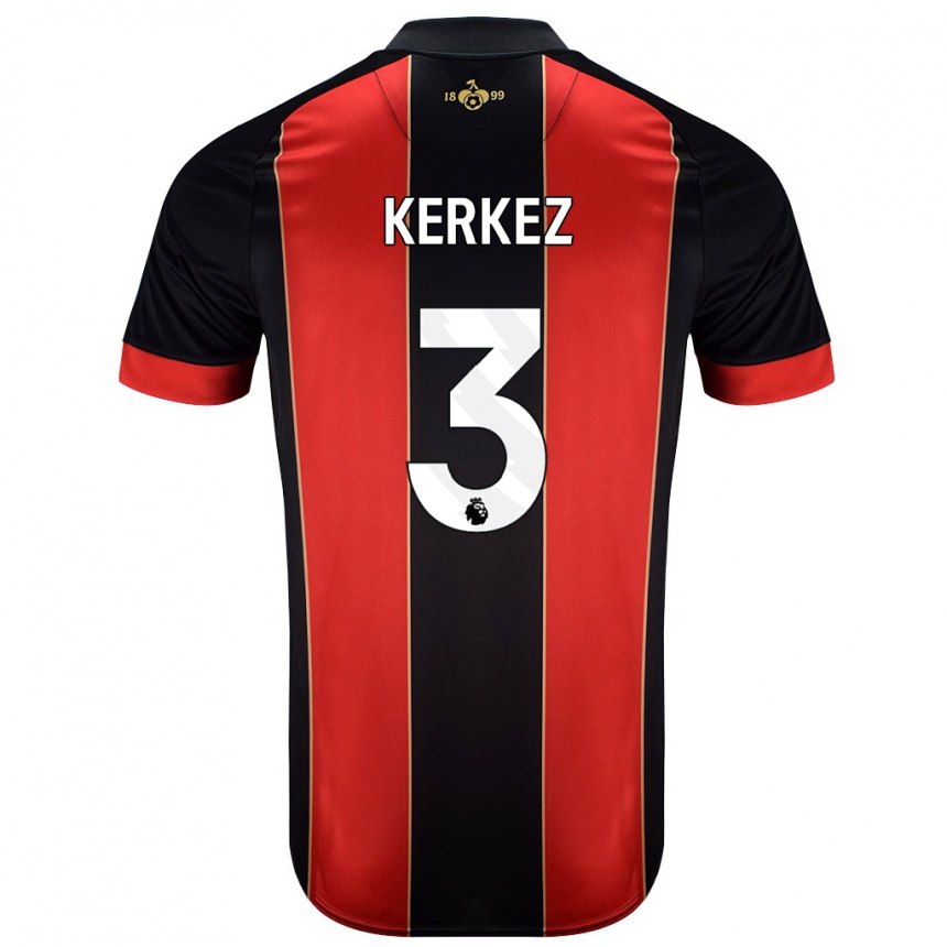 Kids Football Milos Kerkez #3 Red Black Home Jersey 2024/25 T-Shirt Canada