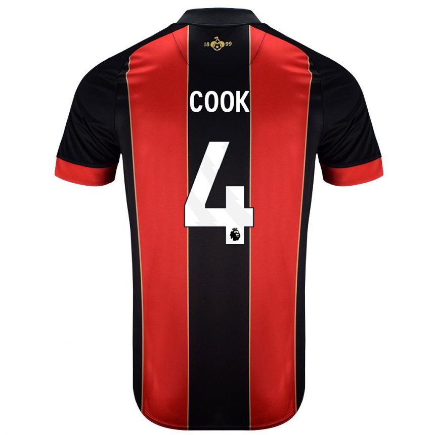 Kids Football Lewis Cook #4 Red Black Home Jersey 2024/25 T-Shirt Canada