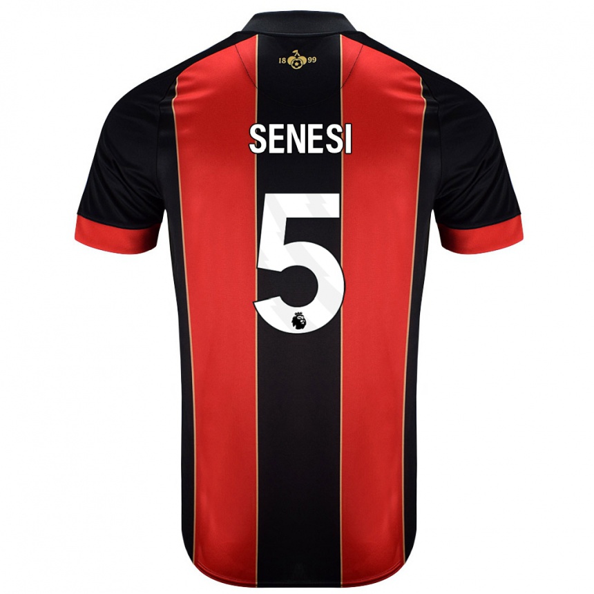 Enfant Football Maillot Marcos Senesi #5 Rouge Noir Tenues Domicile 2024/25 Canada