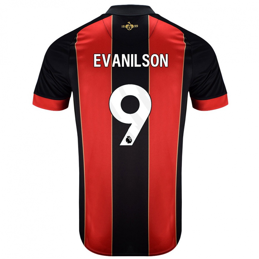 Enfant Football Maillot Evanilson #9 Rouge Noir Tenues Domicile 2024/25 Canada