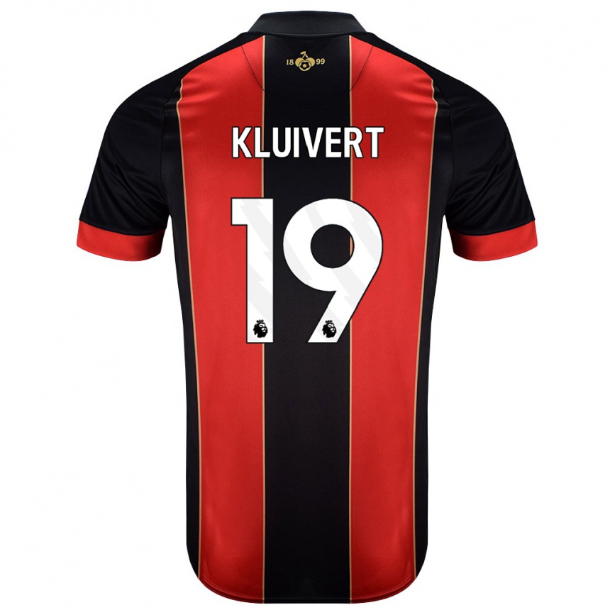 Kids Football Justin Kluivert #19 Red Black Home Jersey 2024/25 T-Shirt Canada