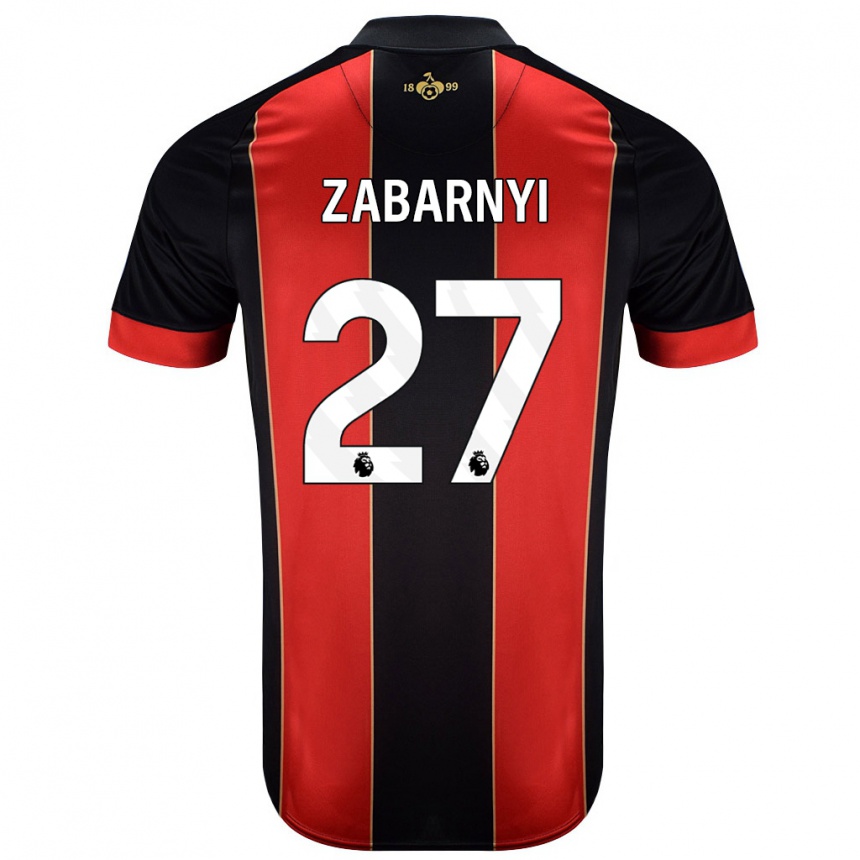 Kids Football Ilya Zabarnyi #27 Red Black Home Jersey 2024/25 T-Shirt Canada