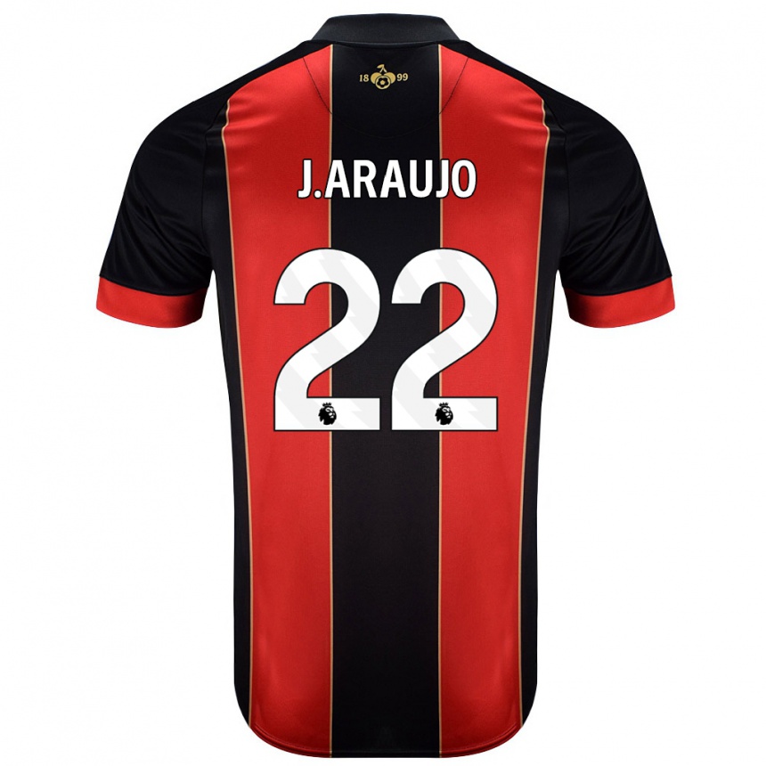 Kids Football Julián Araujo #28 Red Black Home Jersey 2024/25 T-Shirt Canada