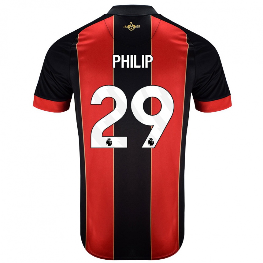 Kids Football Philip Billing #29 Red Black Home Jersey 2024/25 T-Shirt Canada