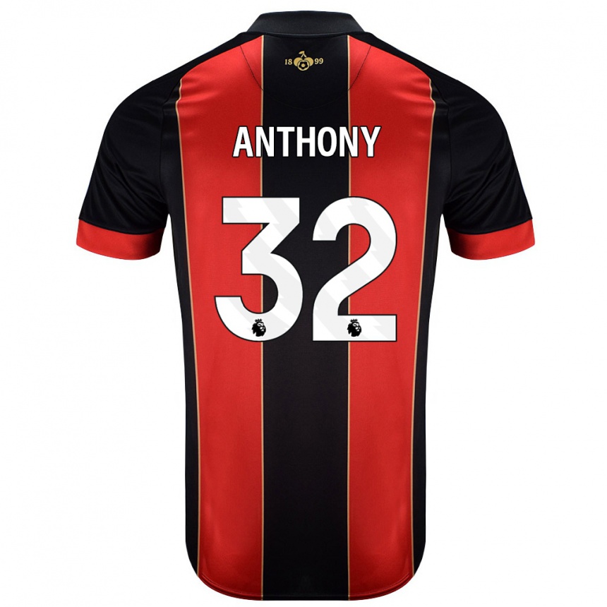 Enfant Football Maillot Jaidon Anthony #32 Rouge Noir Tenues Domicile 2024/25 Canada