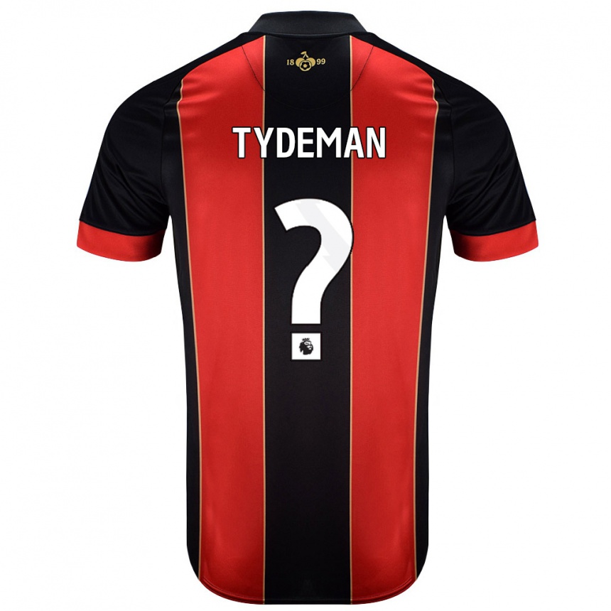 Kids Football Kian Tydeman #0 Red Black Home Jersey 2024/25 T-Shirt Canada