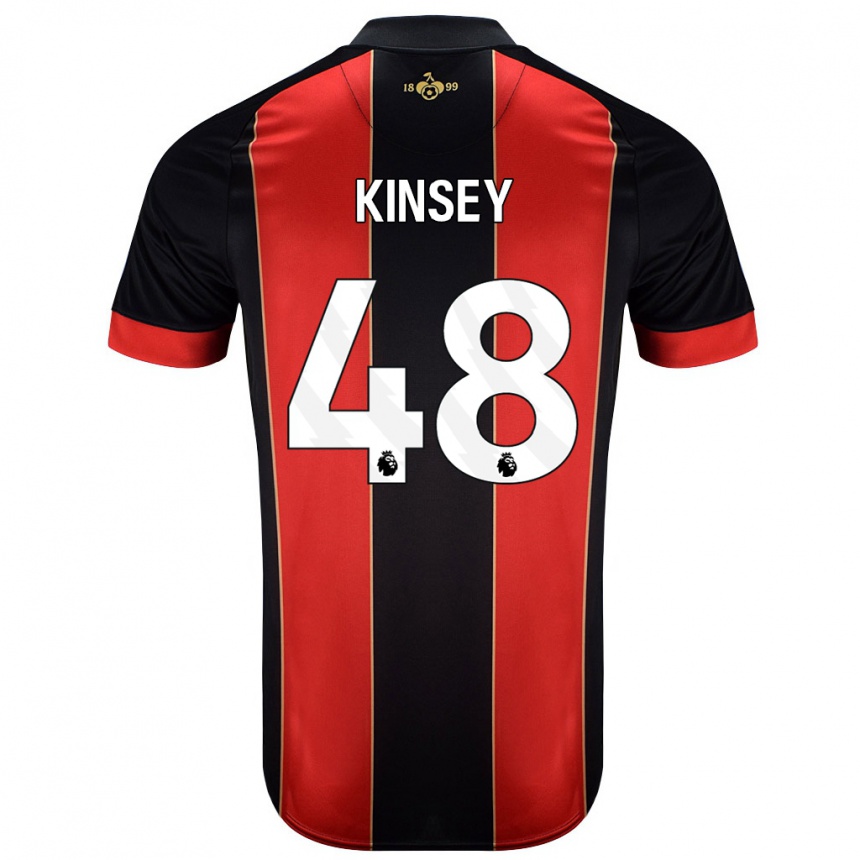 Kids Football Max Kinsey #48 Red Black Home Jersey 2024/25 T-Shirt Canada