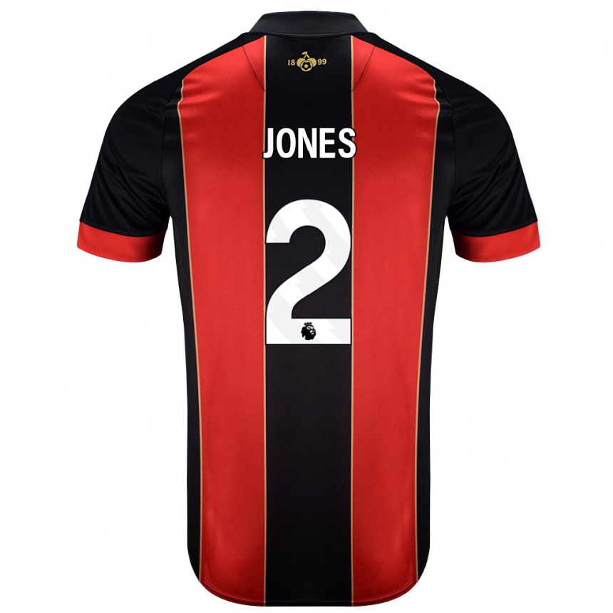 Kids Football Abby Jones #2 Red Black Home Jersey 2024/25 T-Shirt Canada