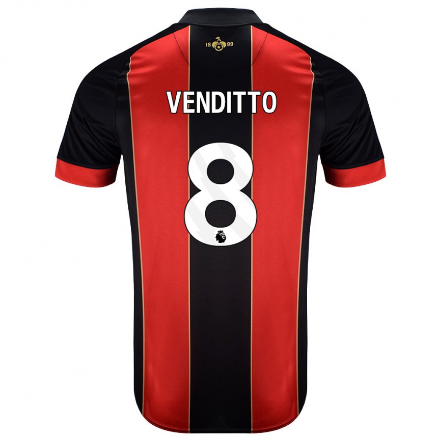 Kids Football Olivia Venditto #8 Red Black Home Jersey 2024/25 T-Shirt Canada