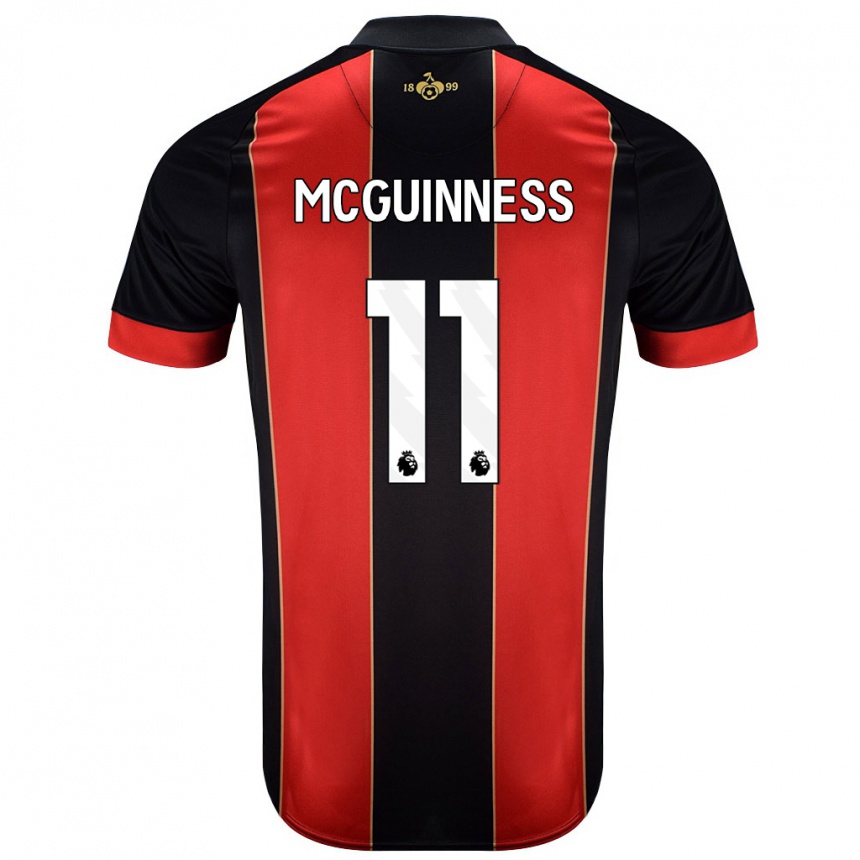 Kids Football Gemma Mcguinness #11 Red Black Home Jersey 2024/25 T-Shirt Canada