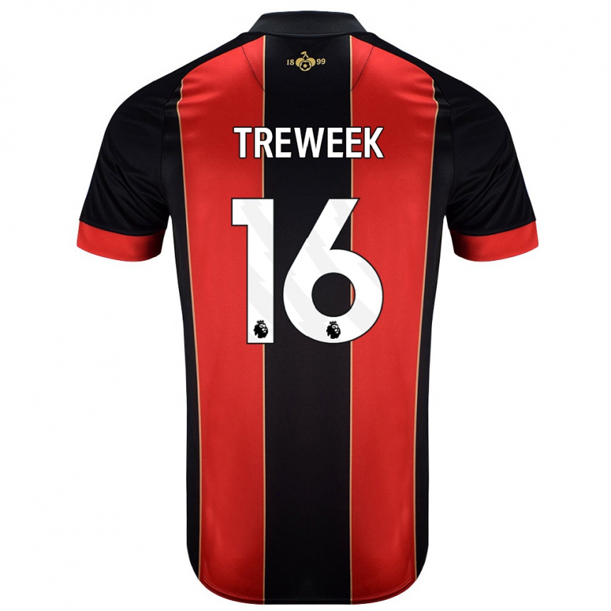 Kids Football Jess Treweek #16 Red Black Home Jersey 2024/25 T-Shirt Canada