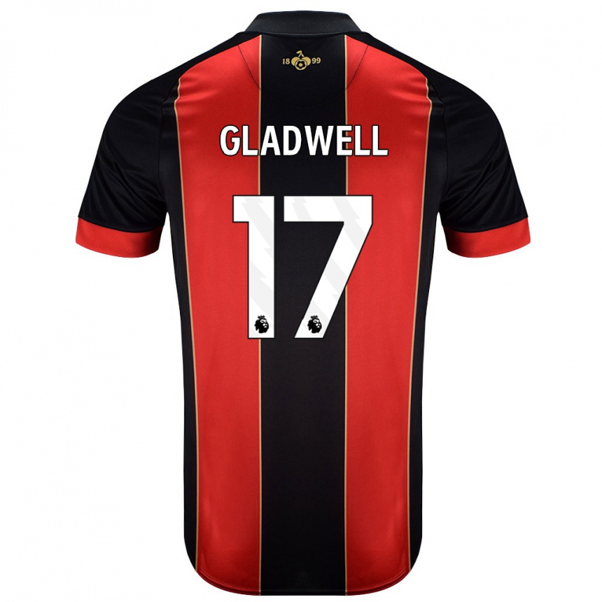 Kids Football Molly Gladwell #17 Red Black Home Jersey 2024/25 T-Shirt Canada