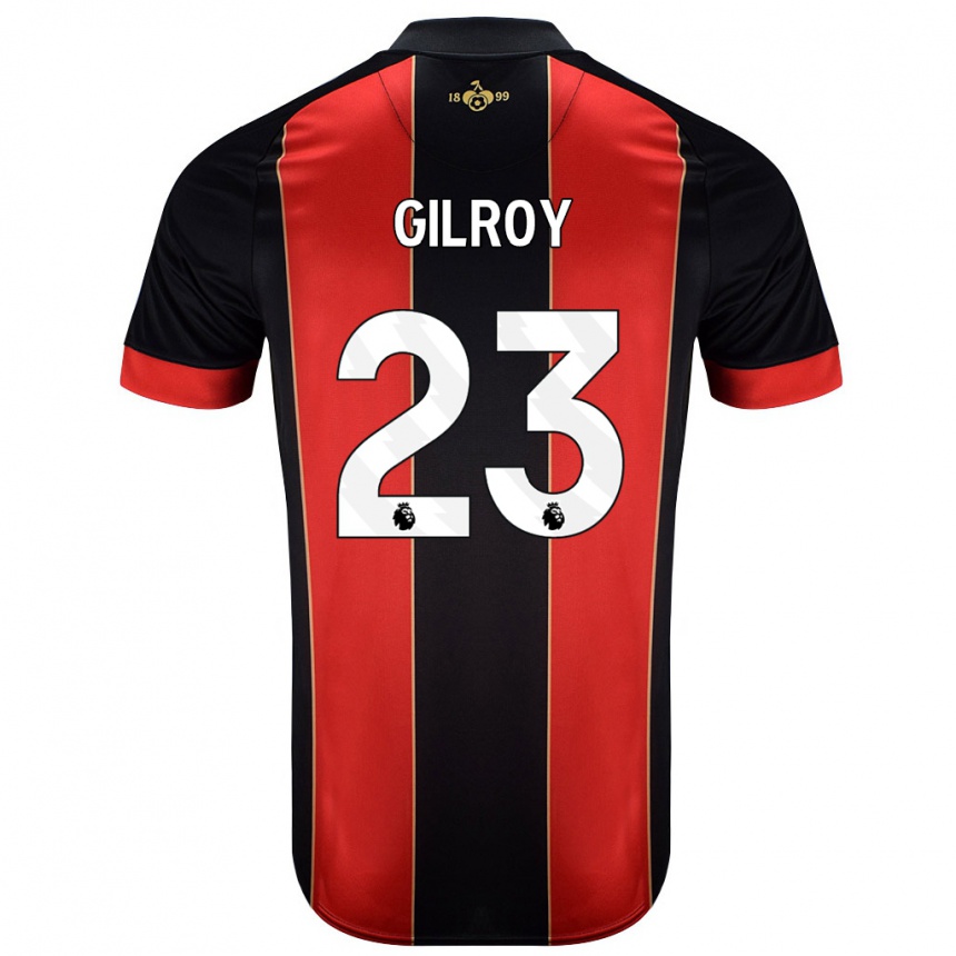 Kids Football Chloe Gilroy #23 Red Black Home Jersey 2024/25 T-Shirt Canada