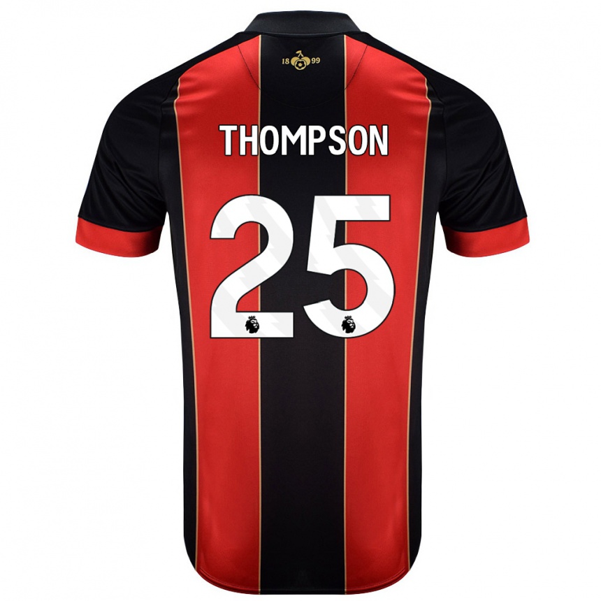 Kids Football Kenni Thompson #25 Red Black Home Jersey 2024/25 T-Shirt Canada