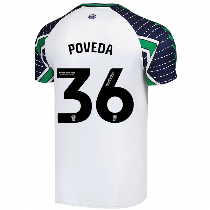 Kids Football Ian Poveda #36 White Away Jersey 2024/25 T-Shirt Canada