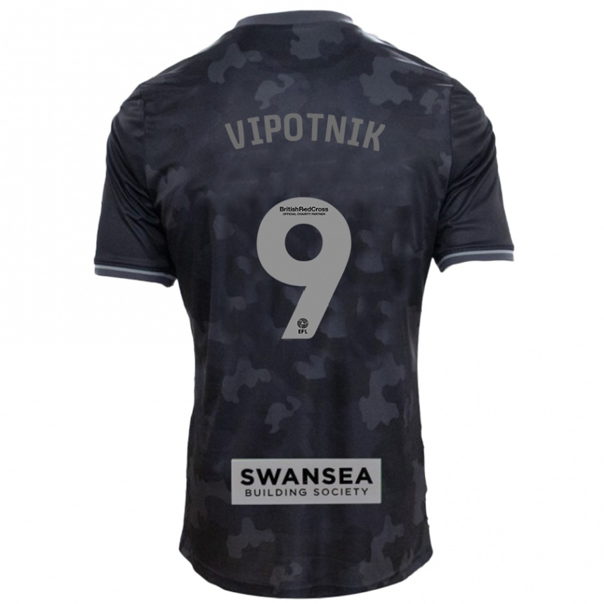 Kids Football Zan Vipotnik #9 Black Away Jersey 2024/25 T-Shirt Canada