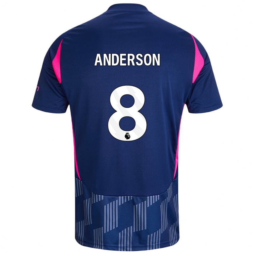 Kids Football Elliot Anderson #8 Royal Blue Pink Away Jersey 2024/25 T-Shirt Canada