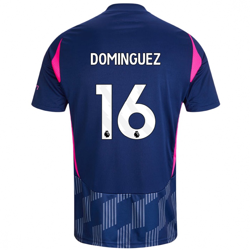 Kids Football Nicolás Domínguez #16 Royal Blue Pink Away Jersey 2024/25 T-Shirt Canada