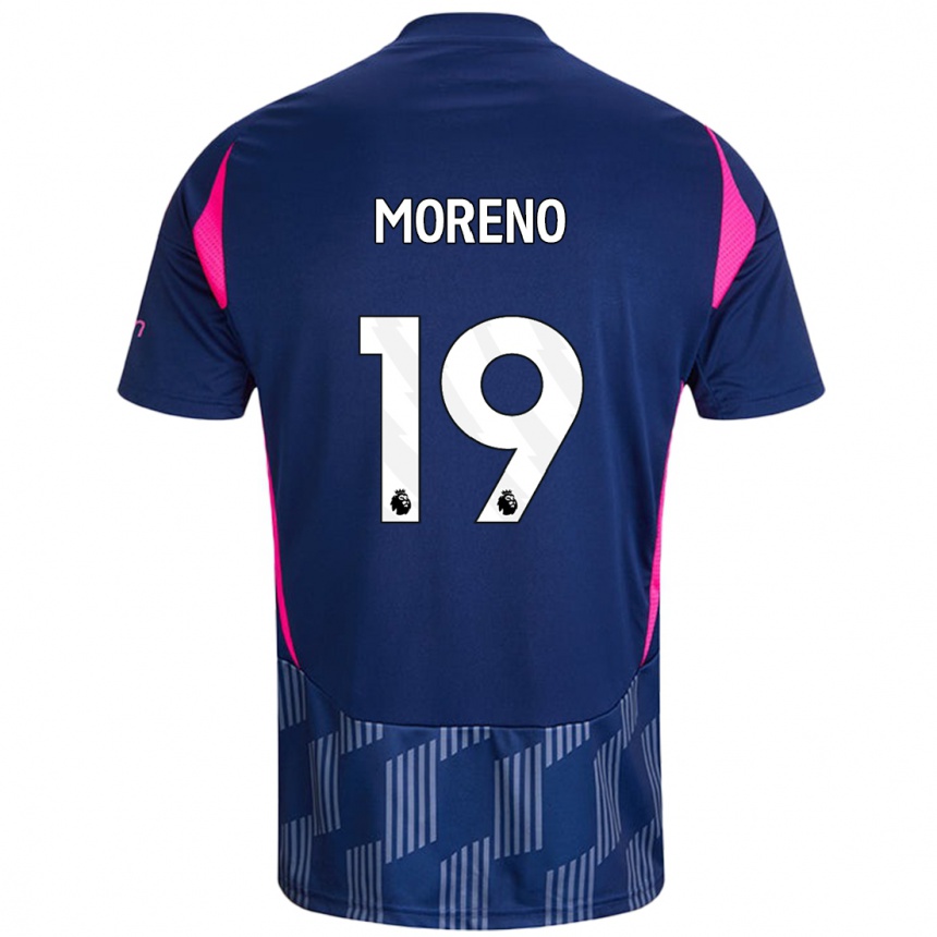 Kids Football Álex Moreno #19 Royal Blue Pink Away Jersey 2024/25 T-Shirt Canada