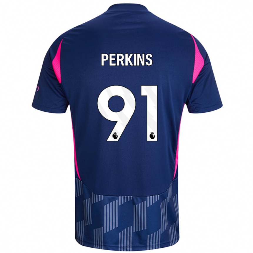 Kids Football Jack Perkins #91 Royal Blue Pink Away Jersey 2024/25 T-Shirt Canada