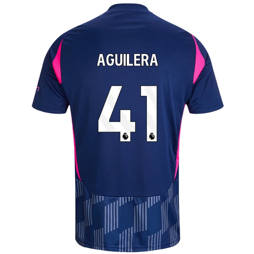 Kids Football Brandon Aguilera #41 Royal Blue Pink Away Jersey 2024/25 T-Shirt Canada