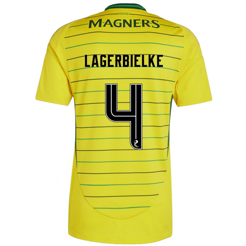 Kids Football Gustaf Lagerbielke #4 Yellow Away Jersey 2024/25 T-Shirt Canada