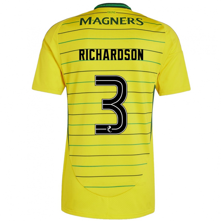 Kids Football Amy Richardson #3 Yellow Away Jersey 2024/25 T-Shirt Canada