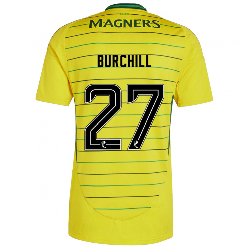 Kids Football Tiree Burchill #27 Yellow Away Jersey 2024/25 T-Shirt Canada