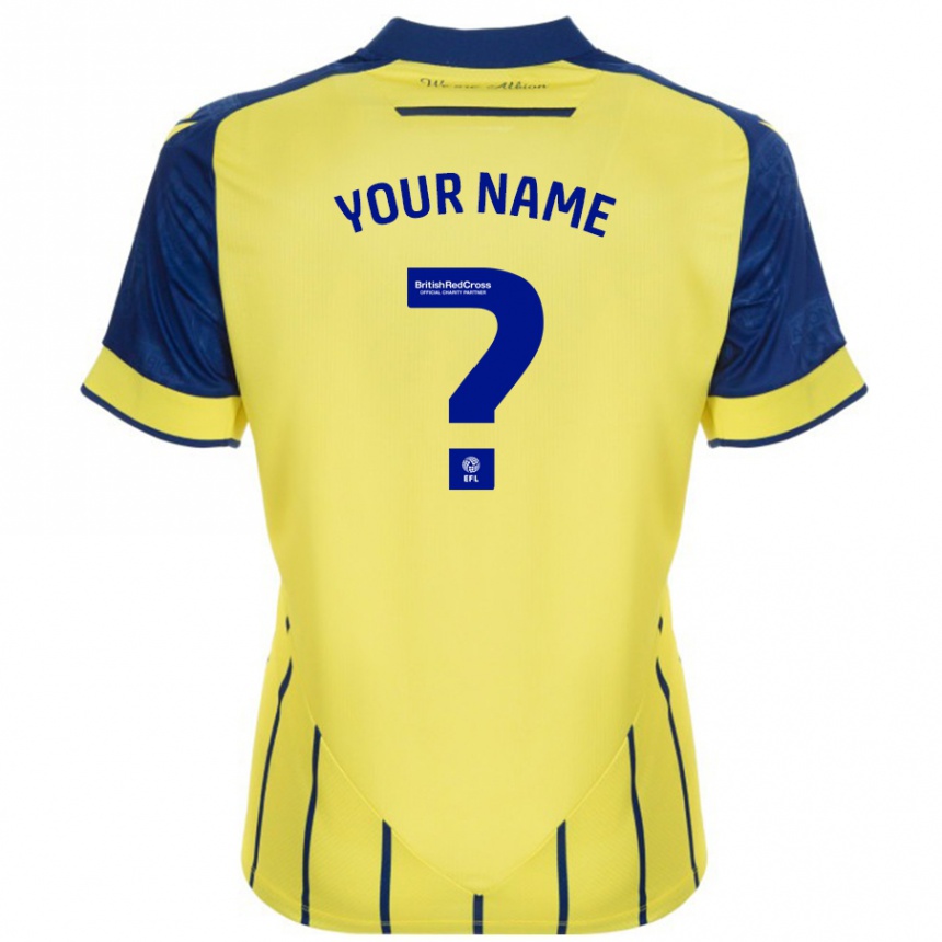 Enfant Football Maillot Votre Nom #0 Jaune Bleu Tenues Extérieur 2024/25 Canada