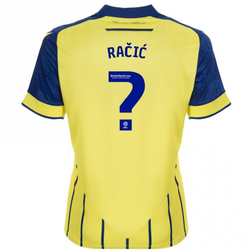 Kids Football Uroš Račić #0 Yellow Blue Away Jersey 2024/25 T-Shirt Canada