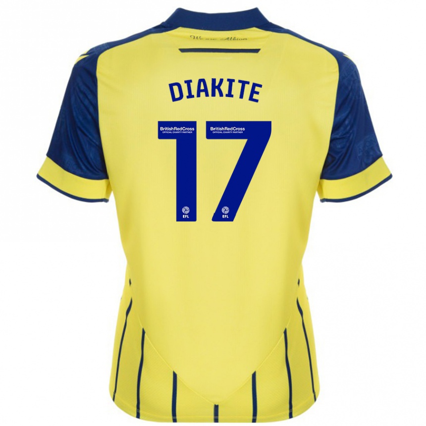 Kids Football Ousmane Diakité #17 Yellow Blue Away Jersey 2024/25 T-Shirt Canada