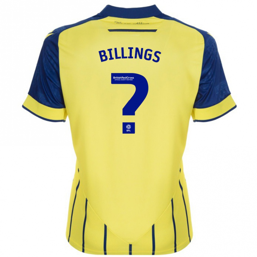 Kids Football Frazer Billings #0 Yellow Blue Away Jersey 2024/25 T-Shirt Canada