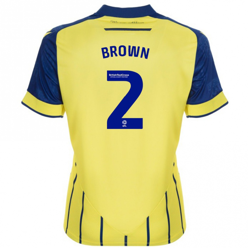 Kids Football Ashlee Brown #2 Yellow Blue Away Jersey 2024/25 T-Shirt Canada