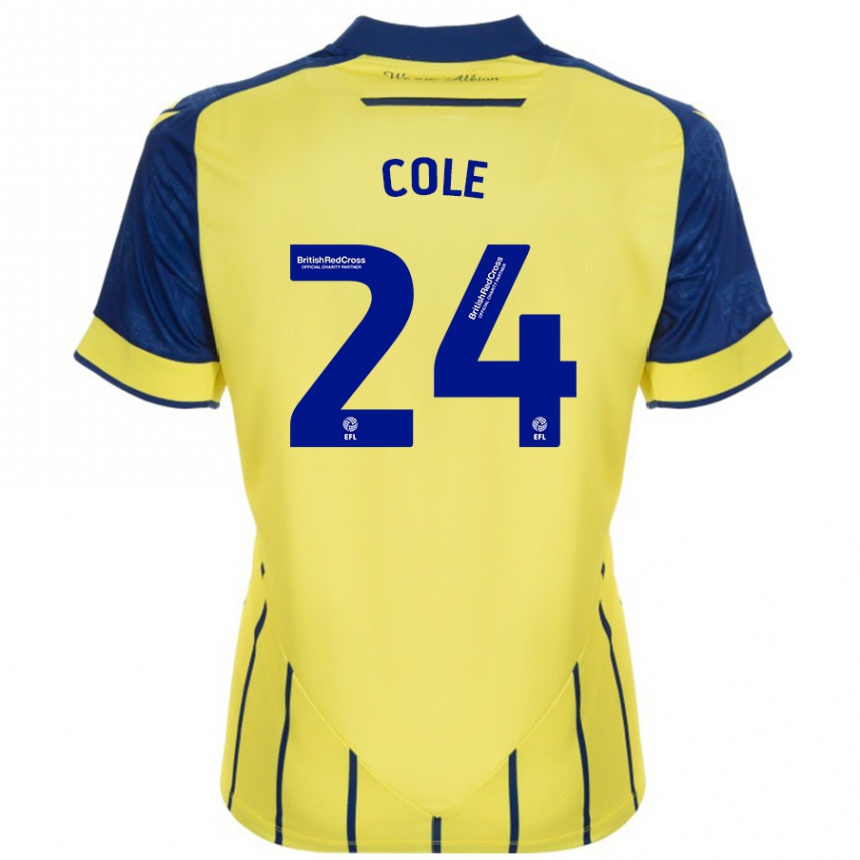 Enfant Football Maillot Delphi Cole #24 Jaune Bleu Tenues Extérieur 2024/25 Canada