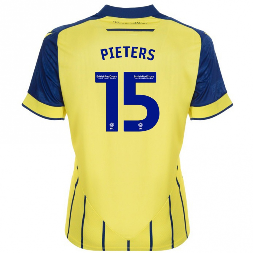 Kids Football Erik Pieters #15 Yellow Blue Away Jersey 2024/25 T-Shirt Canada