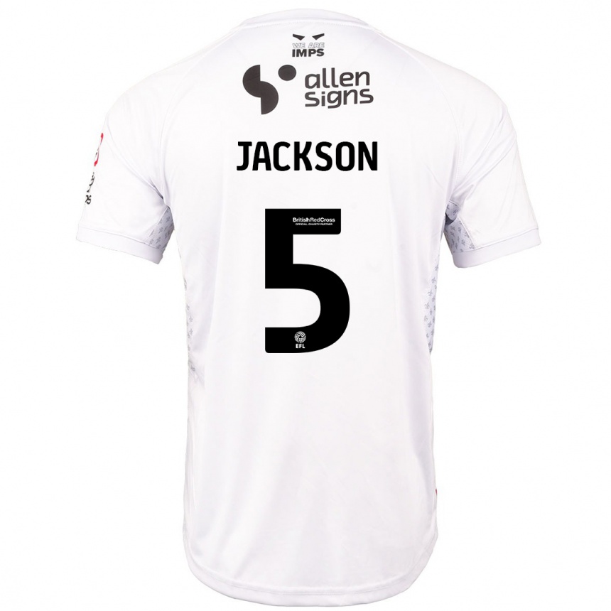 Enfant Football Maillot Adam Jackson #5 Rouge Blanc Tenues Extérieur 2024/25 Canada