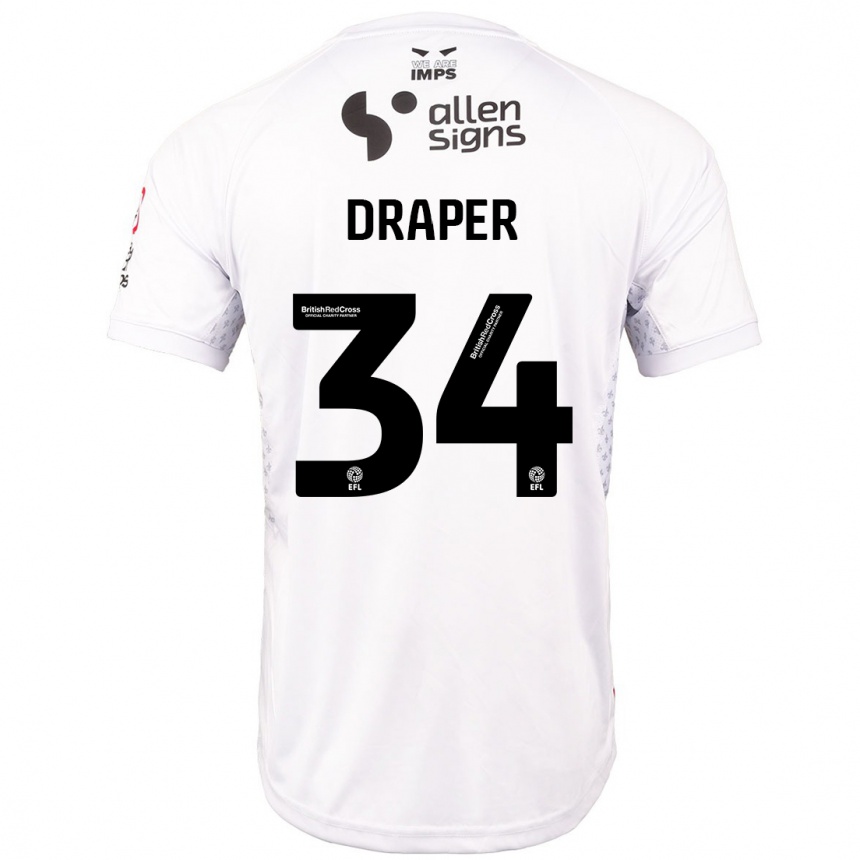 Enfant Football Maillot Freddie Draper #34 Rouge Blanc Tenues Extérieur 2024/25 Canada