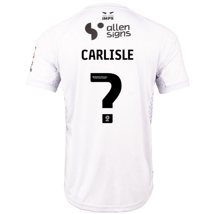 Kids Football Charlie Carlisle #0 Red White Away Jersey 2024/25 T-Shirt Canada