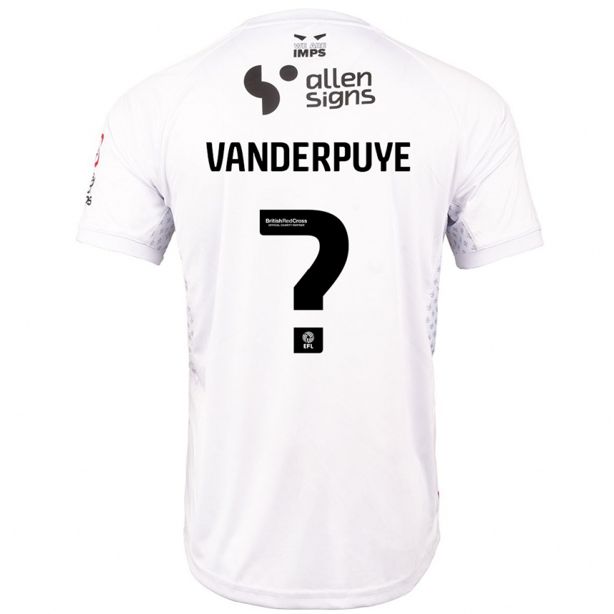 Enfant Football Maillot Daniel Vanderpuye #0 Rouge Blanc Tenues Extérieur 2024/25 Canada