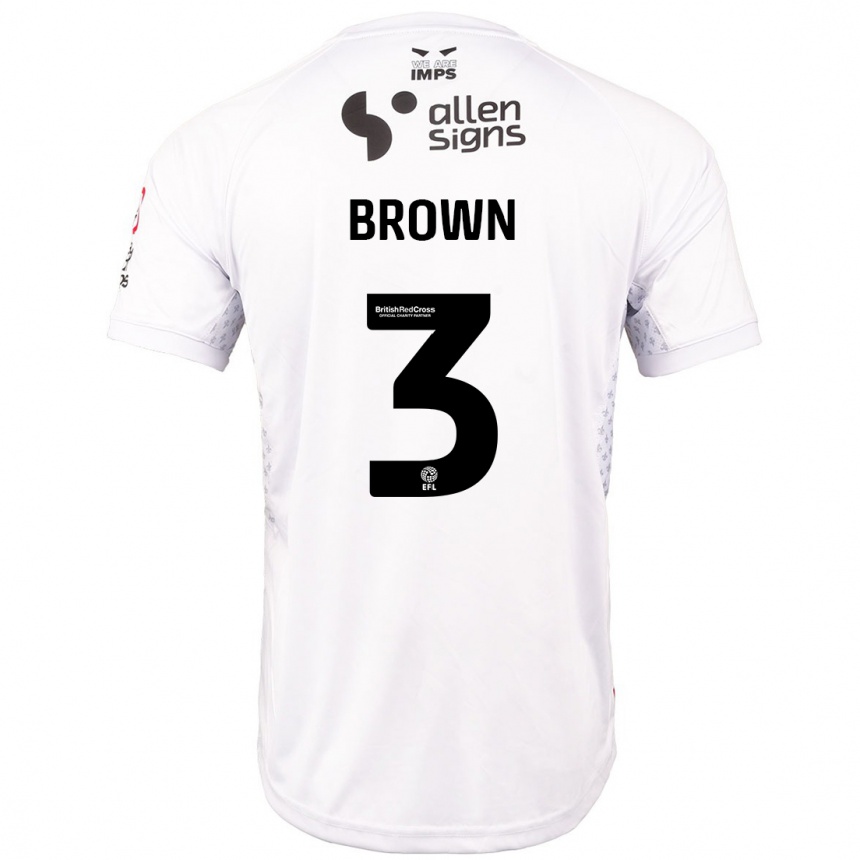 Kids Football Jaden Brown #3 Red White Away Jersey 2024/25 T-Shirt Canada