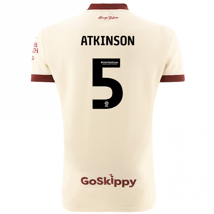 Kids Football Rob Atkinson #5 Cream White Away Jersey 2024/25 T-Shirt Canada