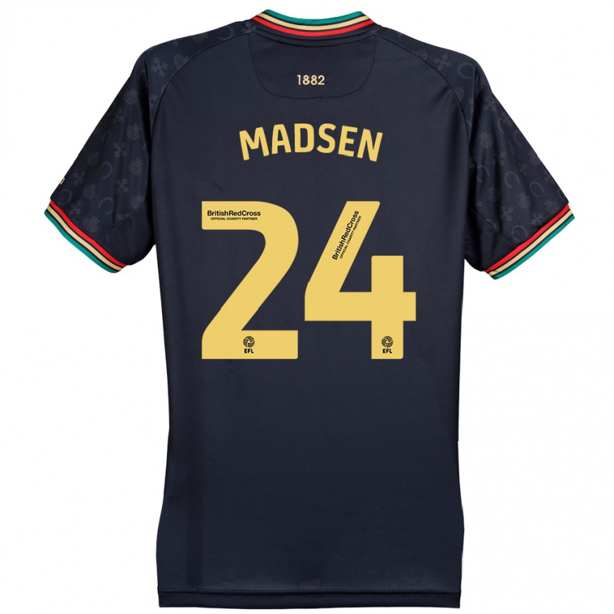 Kids Football Nicolas Madsen #24 Dark Navy Blue Away Jersey 2024/25 T-Shirt Canada